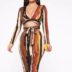 2 pc fashion Nova midi skirt set